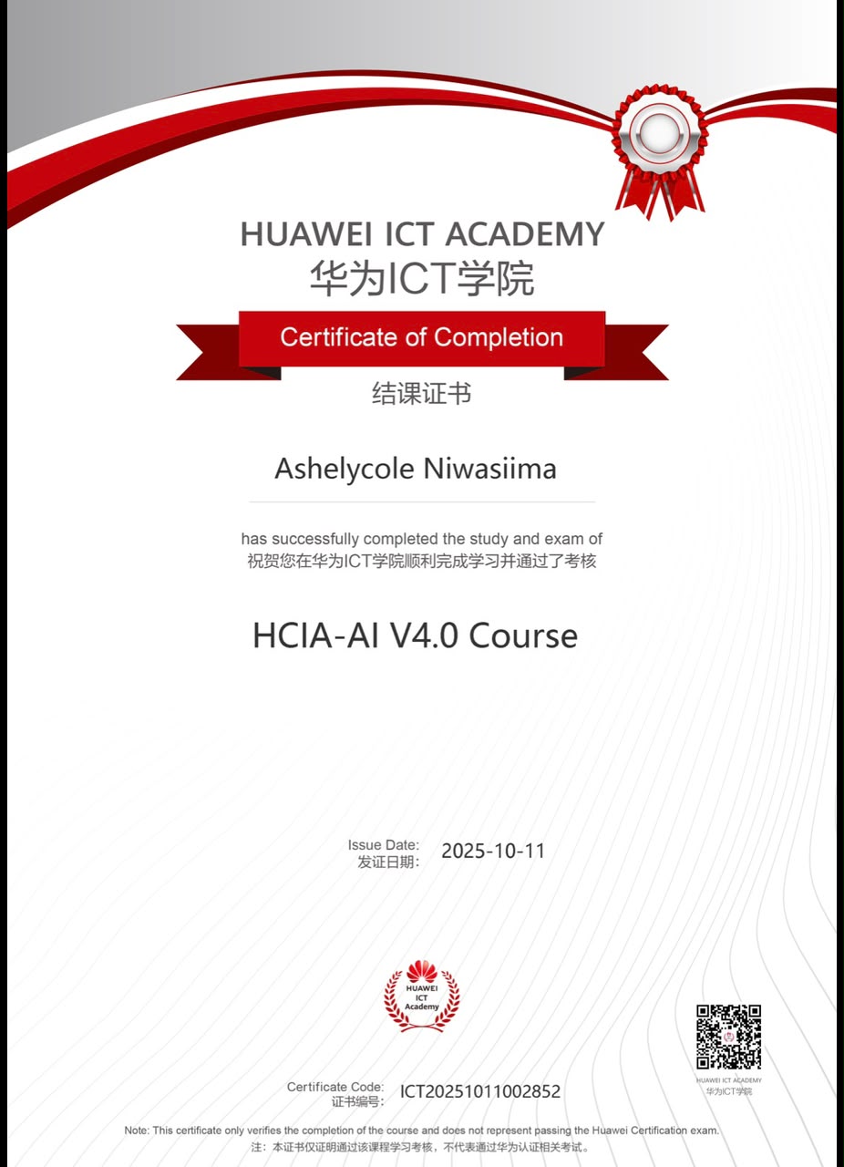 HCIA-AI V4.0 (Huawei Certified ICT Associate – Artificial Intelligence)